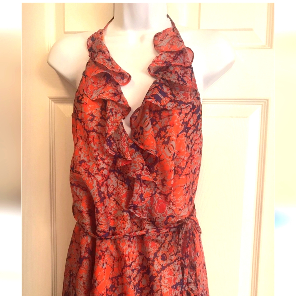 Elegant Orange Halter Dress
